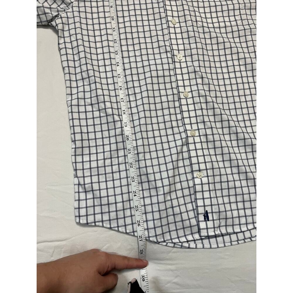Johnnie-O Prep-Formance Button Down Shirt Small White Blue Check Stretch - Picture 7 of 7